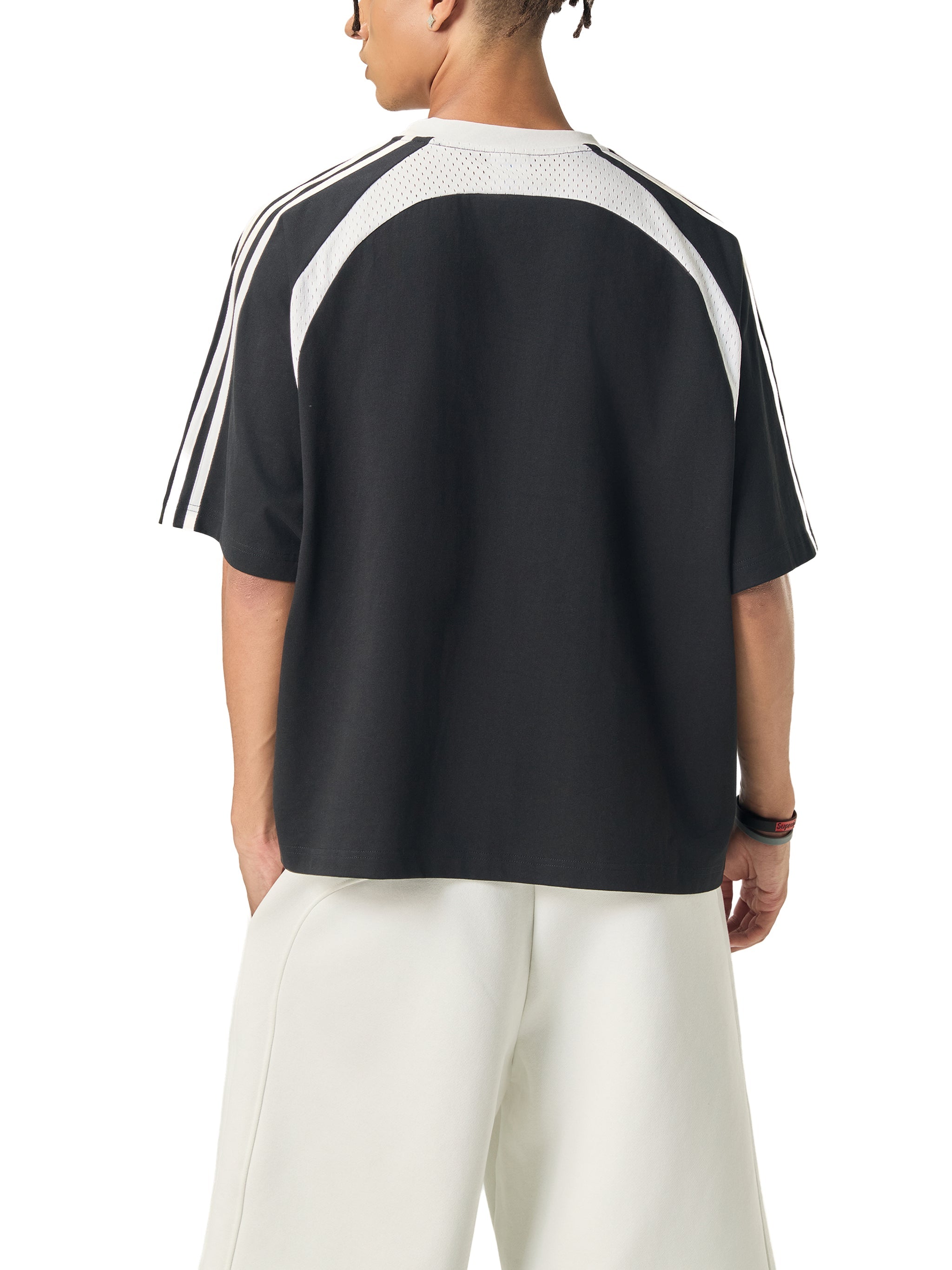 Contrast Stripes Panel Mesh T-shirt ODMPOD
